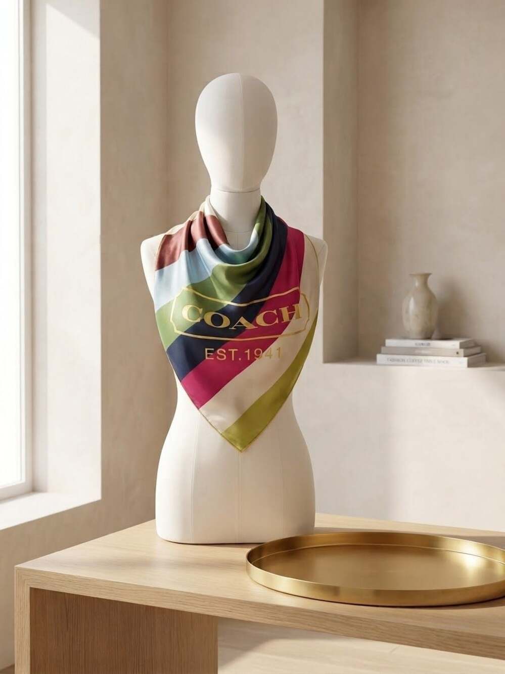 Coach Hadley Legacy Stripe Silk Square Scarf Multi